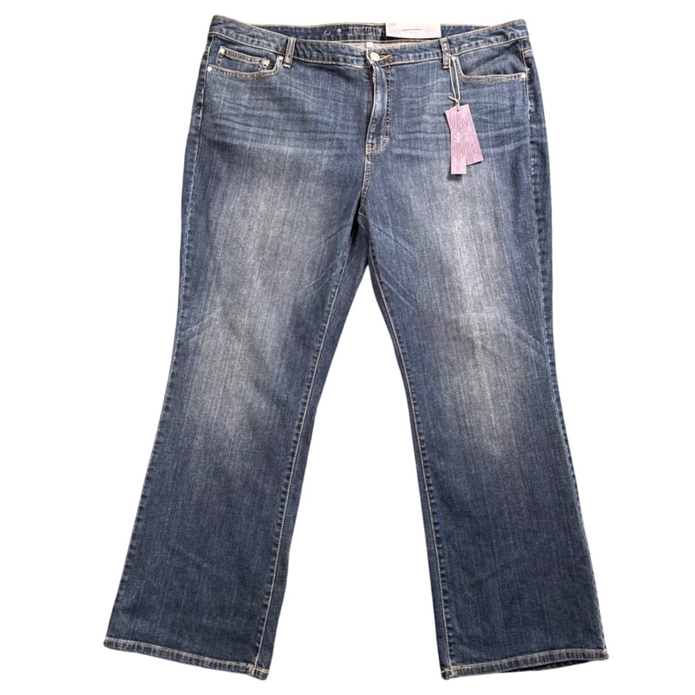 Jennifer Lopez Bootcut Jeans 22W Blue Mid Rise Stretch Rhinestone Button NWT